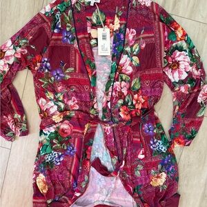 Johnny Was Bertha Sleep Robe Multicolor Floral Kimono size small